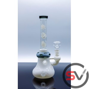 FROSTED FLOWER GLASS WATER PIPE 10inch